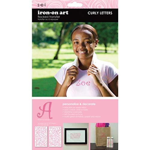SEI 1-1/2-Inch Curly Letter Iron on Transfers, Pink, 2 Sheet
