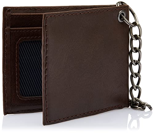 Dickies Men's Bifold Chain Wallet-High Security With Id Window And Credit Card Pockets, Rich Brown, One Size #TOP1
