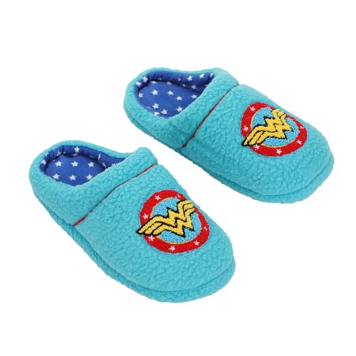 Bioworld Wonder Woman Wonderwoman Logo Womens Blue Scuff Slippers-Small