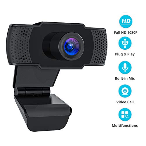 Webcam with Microphones, 1080P Full HD PC Computer Desktop Laptop Mac USB2.0 Web