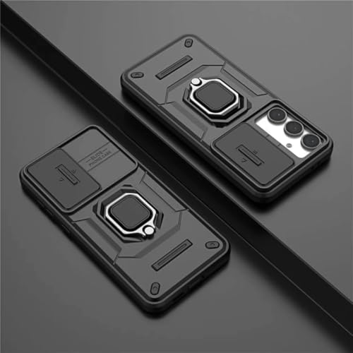 Image of SHINESTAR Tough Armor Samsung S24 FE 5G Bumper Back Case Cover | Ring Holder & Sliding Camera Shield Cover | 360 Degree Protection Back Case Cover for Samsung Galaxy S24 FE 5G (Black)