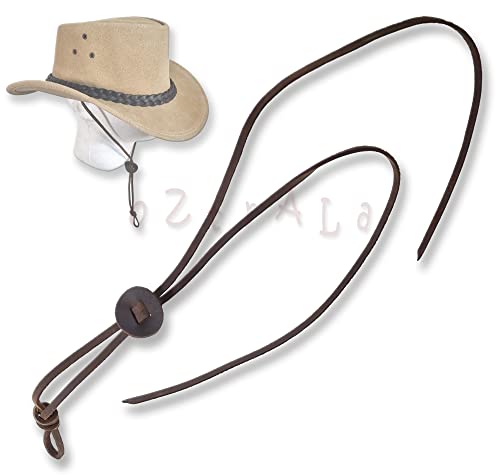 La Mejor Selección de Sombreros cowboy para Hombre favoritos de las personas. 46 Oztrala Correa de Barbilla de Cuero de búfalo para Sombrero Cowboy HAC2 Stampede String, marrón, Talla única
