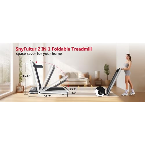 Image of Walking Pad Treadmill 2-in-1 Foldable | 2.5HP Under Desk Electric Remote Control | White Compact Shock Absorption | 265LBS Home Office Walking Jogging