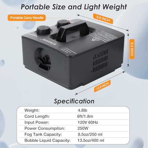 fog bubble machine 2 in 1 professional smoke bubble maker for stage party halloween christmas wedding birthday 8000fog filled bubble per minute 250w black