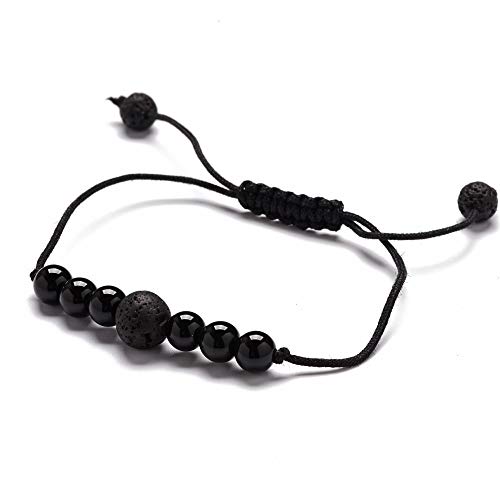 Bracelet en pierre volcanique noire 6mm ajustable et durable