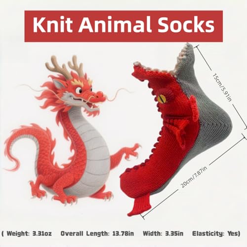 Image of LOLAT Novelty Animal Socks Knit Shark T-Rex Dinosaur Alligator Croc Sock for Christmas Gifts Creative Home Warm