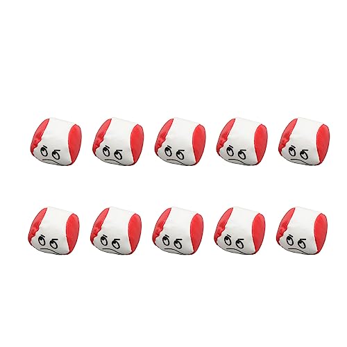 DAUZ Cornhole Bags, PU Sponge Ceramsite Bean Bags 10 Pieces Cartoon Face Style for Party (Red)