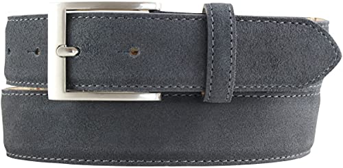 BELTINGER Italienischer Veloursleder-Gürtel, 35 mm breit, Herren, Anzuggürtel, Hosengürtel, Wildleder, Schließe Silber | Anthrazit 120cm