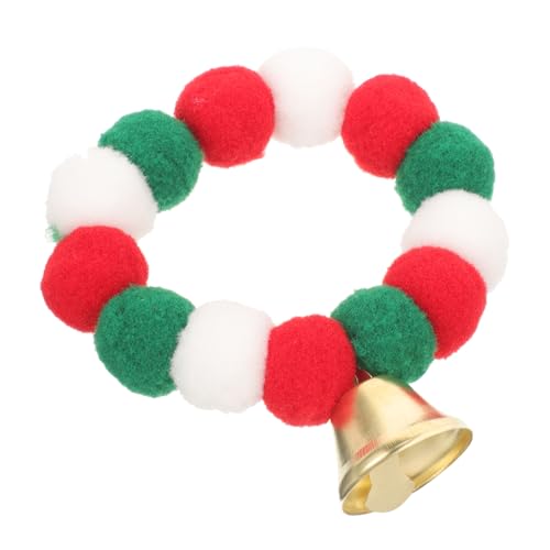 Collar de Navidad para gatitos y cachorros con pompones y cascabel elástico cómodo 2