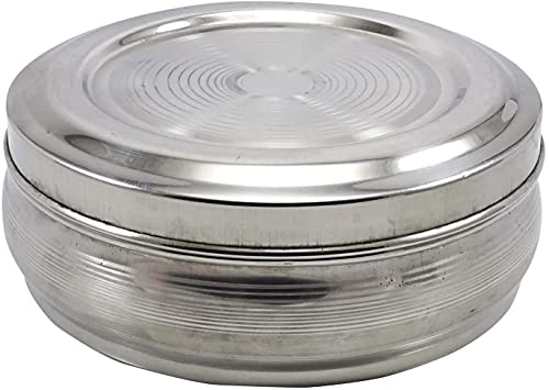 Whopperonline Stainless Steel Indian Round Spices Box, Kitchen Masala Dabba, Spice Organizer With 7 Small Containers - Silver, 6.7 Inch #TOP1