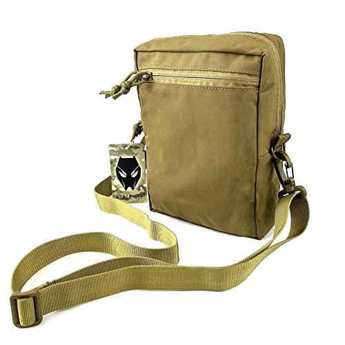 Atairsoft Tactical Dump Drop Pouches Molle Admin Pouch Utility Multipurpose Messenger Waist Fanny Hip Shoulder Bag Pack With Shoulder Strap 1000D Nylon Double Zipper For Airsoft Tactical Vest Tan #TOP1