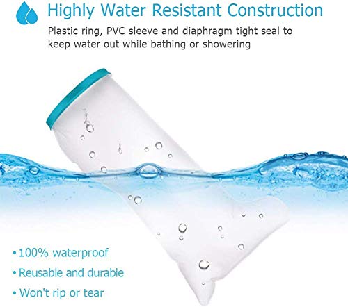 Doact Waterproof Adult Leg Cast Cover for Shower Bath, Cast Protector Keep Cast Bandage Dry, Watertight Cast Bag for Wound Knee Foot Ankle Orthopedic Boot - Full Leg Size 41 Inches