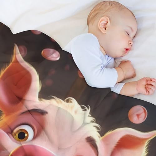 Couverture cochon mignon plaid canapé chaud anti-froid lavable machine - 5