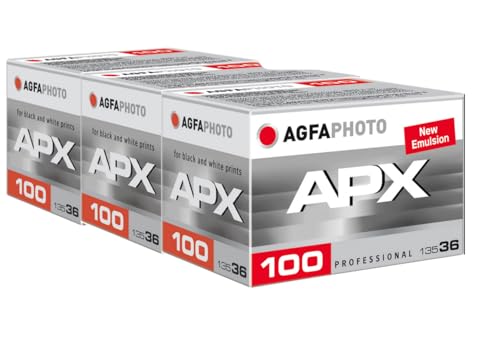 AgfaPhoto APX 100 lot de 3 films noir et blanc 36 poses au grain fin pour des images d'exception