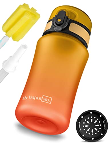 My Vesperbox® botella para niños [350 ml] – botella de agua apta para bebidas con gas y a prueba de fugas – botella infantil – para la escuela y el deporte – botella para niñas y niños