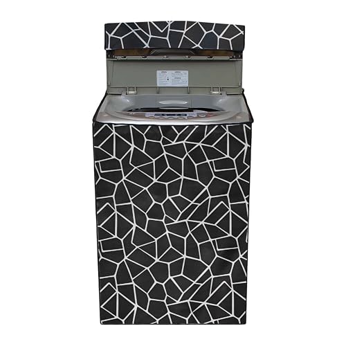 Image of Wings Star LG Top Load Washing Machine Cover for 6 kg, 6.2 Kg, 6.5 Kg, 7 Kg (58 X 58 X 88 cm) | Waterproof & Dust-Proof Top Loading Fully Automatic Washing Machine Cover for LG, (Black), Polyester