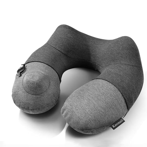 Image of Keemall Inflatable Travel Neck Pillow for Airplane, Car & Long Flight Sleep