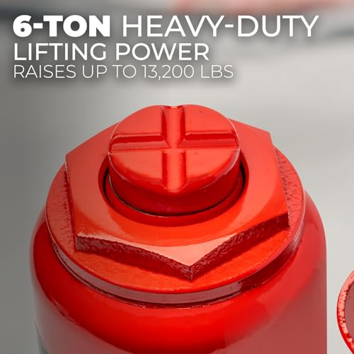 Image of XtremepowerUS 6-Ton (12,000 Lbs) Hydraulic Lifting Car Jack with Pump Handle, Fit Use for Cars Automotive Sedans, Red