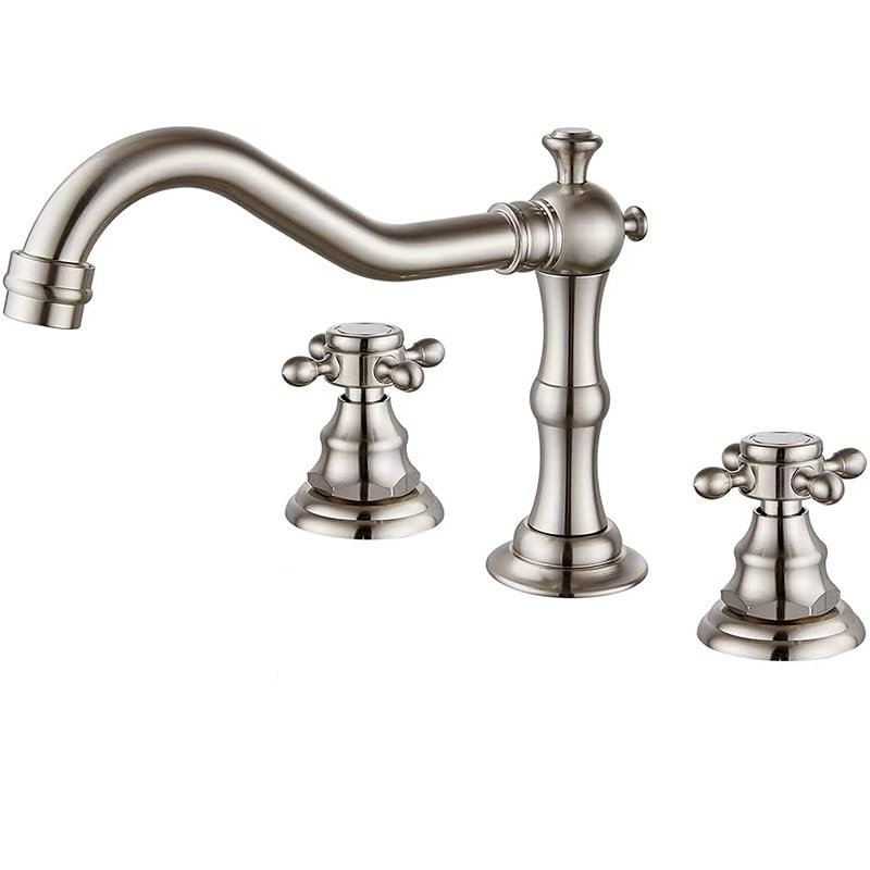 Robinet de lavabo trois trous double poignée eau chaude froide laiton