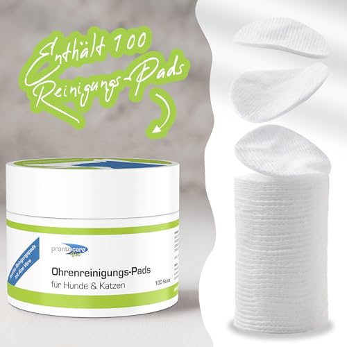 Prontocare-Vet Ohrenreinigungs-Pads für Hunde und Katzen 100 STK. | zuverlässige Pflege & Schutz - Fingerpads zur Ohrenreinigung und Hygiene bei Ohrenentzündungen.