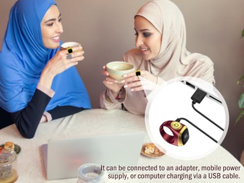 Image of Smart Ring Tasbih Counter for Muslim Islamic Prayer - Digital Electronic Tally Tasbeeh Zikr (Brown, 18mm)