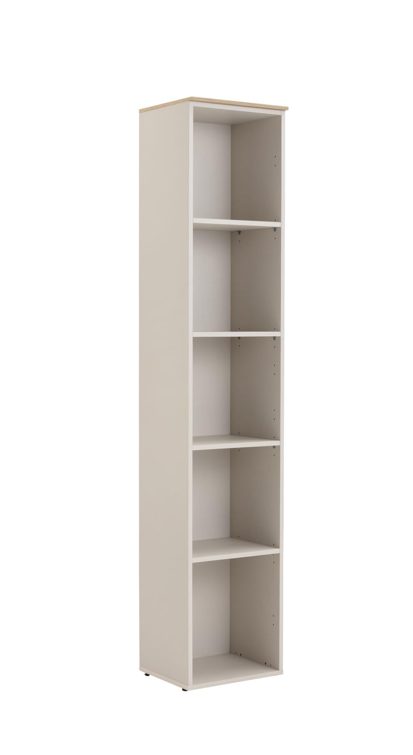 Composad | Libreria della Linea PRONTO con 5 Ripiani, Libreria per Ufficio e Home Office, Libreria Alta (LxAxP): 40x201,8x35,5 cm, Grigio Cashmere Topmatt e Rovere Mielato, Made in Italy