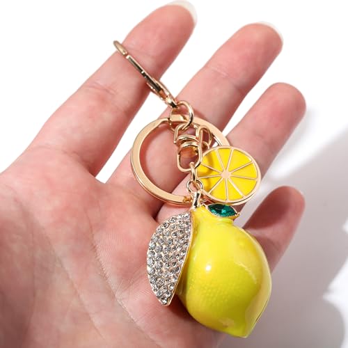 Image of Fruit Bag Charm Keychain - Gold Key Chain, Cute Purse Handbags Accessories - Beautiful Gift for Women