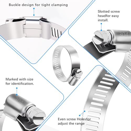 image for YUCDXFV YUCDXVF 24PCS Adjustable Stainless Steel Hose Clamps, 1/4“-2