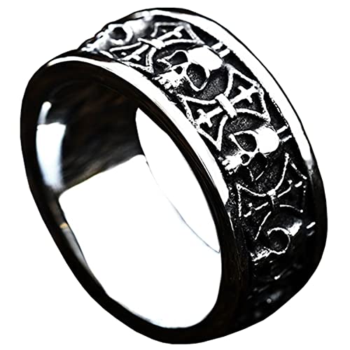 Image of Death Skull Ring for Men Stainless Steel Jewelry Biker Rings Scary Death Ring Skull for Gifts