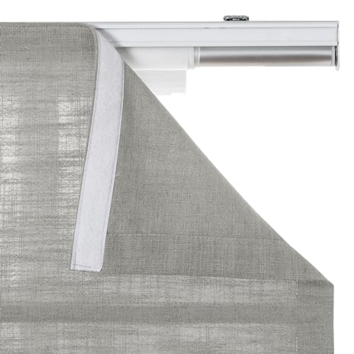 Image of TWOPAGES Liz No Drill Cordless Roman Shades Linen Textured Roman Blinds for Windows, Custom Made Room Darkening Blackout Roman Window Shades, Hardware Included, Fog, 1 Piece