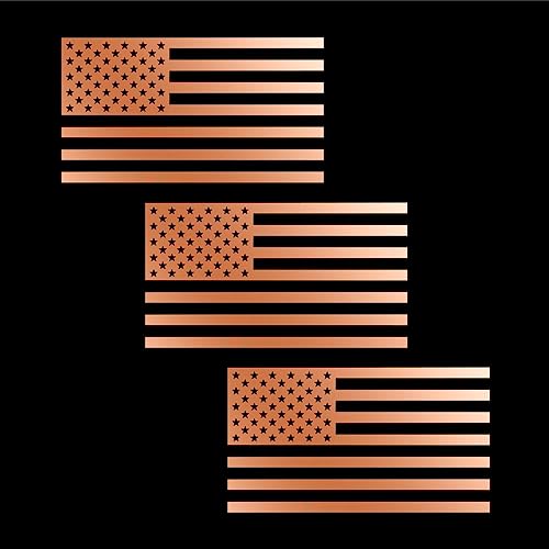 Image of American US Flag [Pick Color /Size] Vinyl Decal Sticker for Laptop /Car /Truck /Window /Bumper (5in x 2.8in [3-Pack], Metallic Copper)