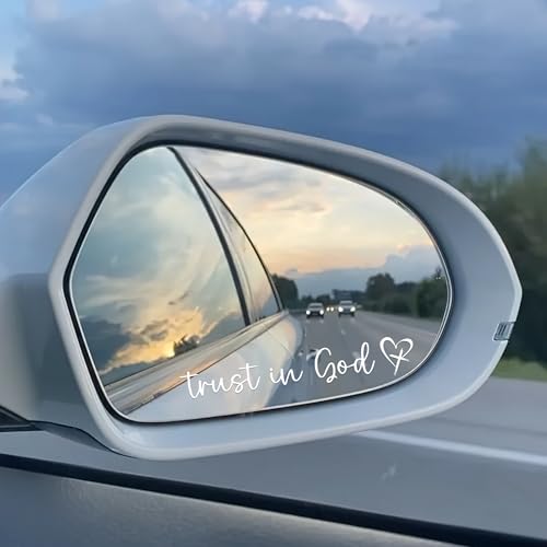 Image of Miarita 3X Trust in God Rearview Mirror Sticker, Christian Car Accessories, Car Stickers and Decals for Women, Cute Car Stickers, Mirror Decals, Valentines Day Gifts for Her (Trust in God White)