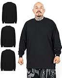 FB County Long Sleeve Heavy Hard T-Shirt - 3 Pack 100% Cotton Heavyweight Thick Long Sleeve Shirts for Men - True to Size Crew Neck Pullover Shirts for Men, Black, Large