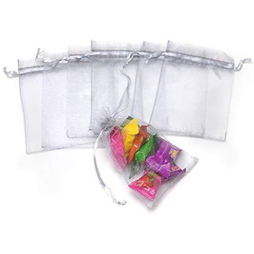 Image of Dealglad 50pcs Drawstring Organza Jewelry Candy Pouch Christmas Wedding Party Favor Gift Bags (4x6, Gray)