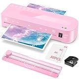 Laminiergerät A4 Laminiermaschine - 5 in 1 Laminiergerat mit 30 Laminierfolien für A4/A5/A6, 60S Schnellvorheizung, Heiß und Kalt Laminator mit Papierschneider, Eckrunde für Büro, Zuhause, Schule