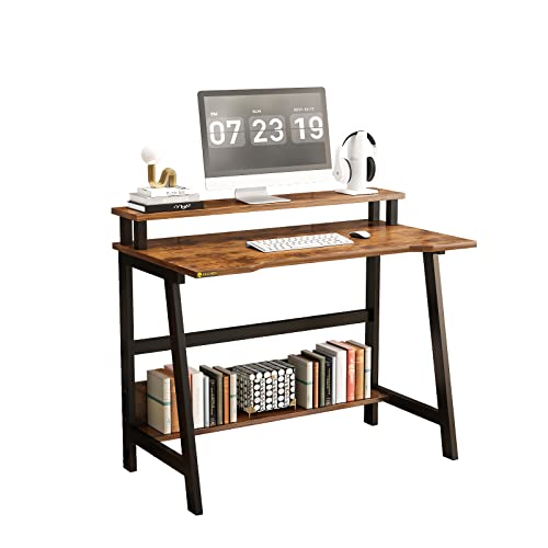 Alisened Computer Home Office Desk, 31.5" Desk For Small Spaces With Storage Shelf,Small Computer Desk With Monitor And Bookshelf, Modern Simple Style Laptop Desk #TOP3