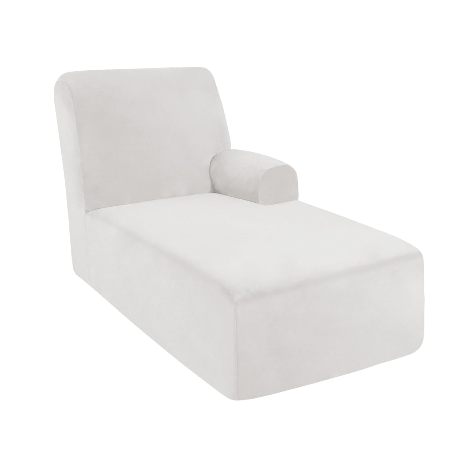 Soft Velvet L-Shaped Sectional Sofa Slipcover, Stretchable All-in-One Left/Right Chaise Lounge Cover, Solid Color Full Protection For Loveseat Couch(Size:Right chaise lounge cover,Color:White)