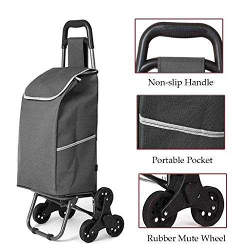 PAKUES-QO Leichte 2,5 Kg Treppensteigen Faltbarer Einkaufstrolley Mit 6 Rädern Faltbarer Stahlrahmen Wäschedienst… – Bild 4