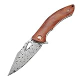 HDRNCH VG10 klappmesser einhandmesser Damaszener-Muster Holzgriff Klappmesser Outdoor Survival Messer für Camping Survival Knife Einhandmesser