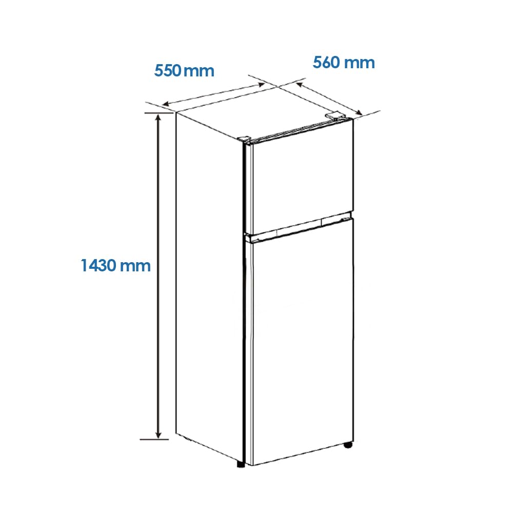 Aspes Frigorífico Estandar Inox, 2 Puertas AF145503EX, Capacidad 206 Litros, Cíclica, Bajo Nivel Sonoro, Puerta Reversible, Clasificación Energética E