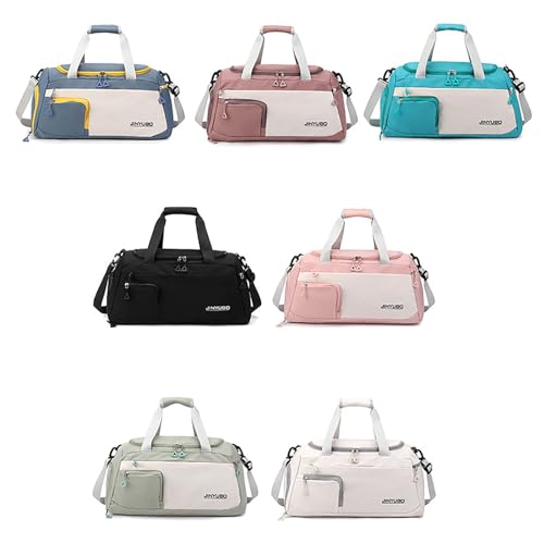 Weekender Overnight Bag Travel Duffel Bag with Independent Shoe Compartment Carry On Sports Tote Gym Bag for Women Men (Beige)3