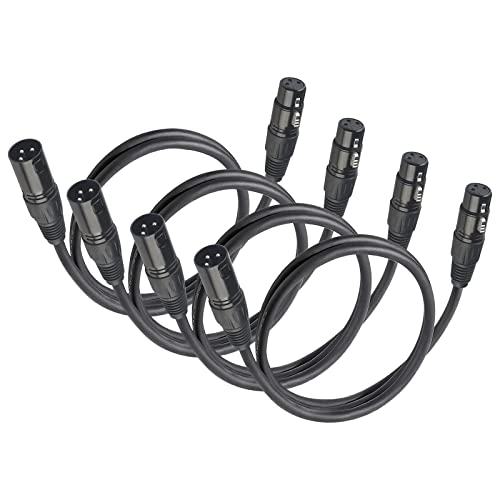 Jindaaudio Cavo XLR Bilanciato DMX Per Luci 1,2 Metri, Spina XLR a 3 Pin Con Presa Per Microfoni e Illuminazione Scenica (4 Pezzi)