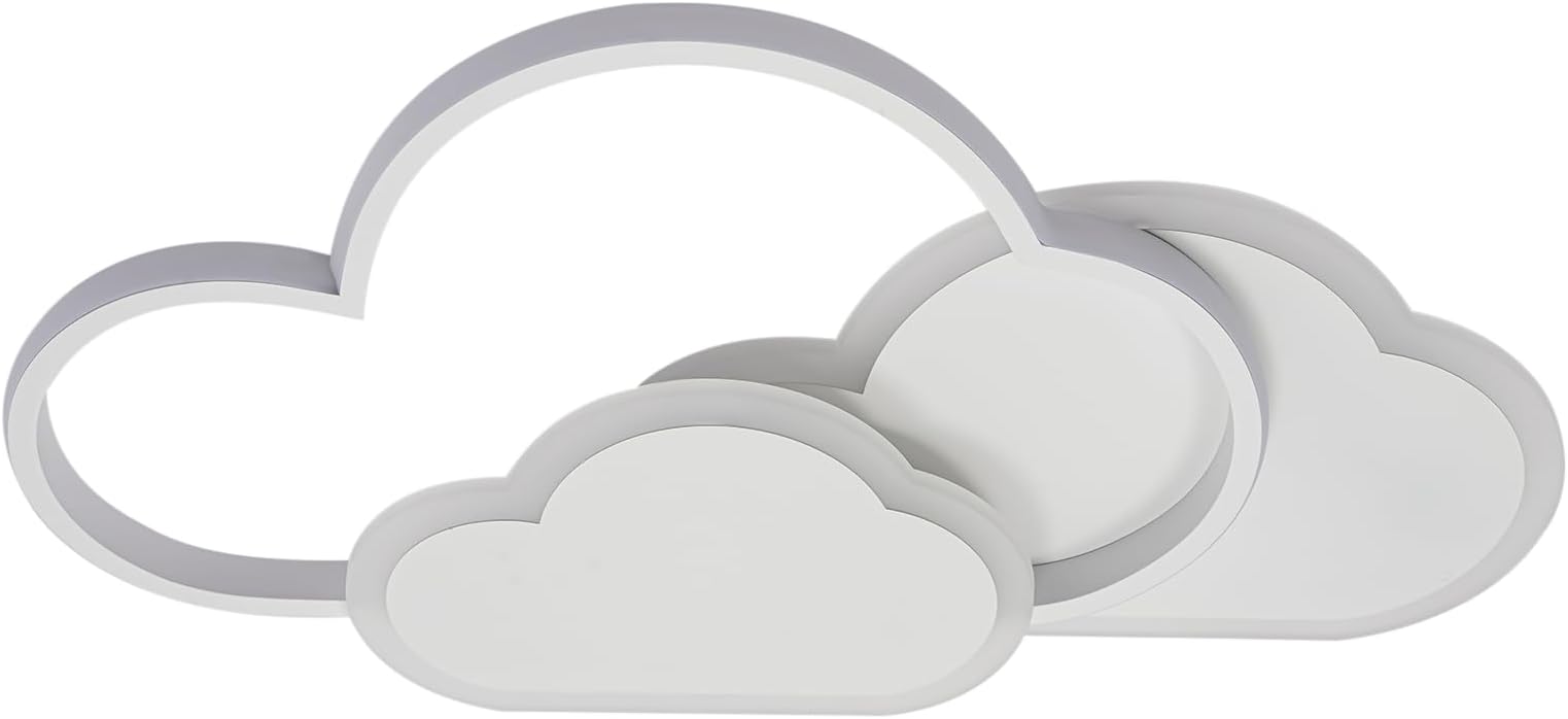 Cloud Ceiling Light Modern LED Ceiling Light with Three-Color Changing Cloud-Shaped Acrylic Lamp for Kids Room, Living Room, Bedroom Decoration 42W