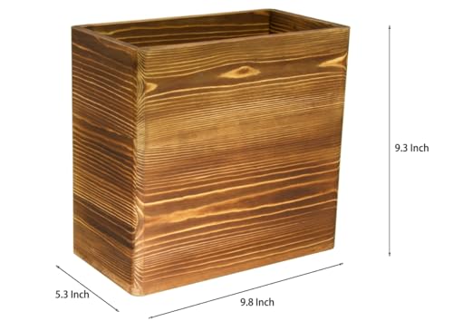 Poubelle de bureau rectangulaire en bois brûlé rustique Owlgift