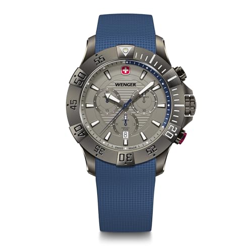Wenger Seaforce Chrono Analogowy Kwarcowy Zegarek Z Chronografem Średnica 43 mm Szwajcarski Wodoodporny Silikonowy Pasek do 200 m 01.0643.126