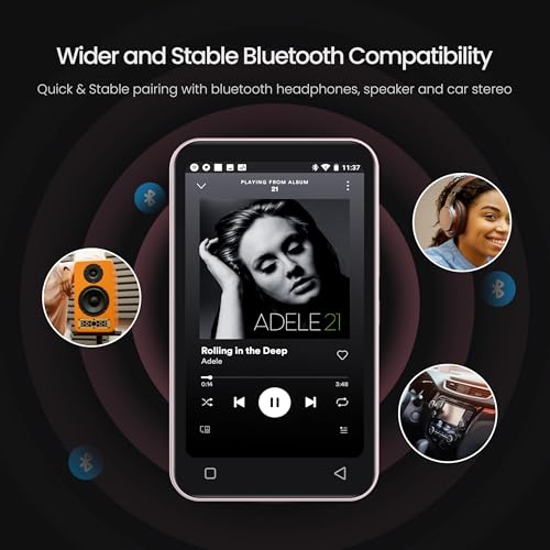 Image of TIMMKOO 80GB Kids MP3 Player with Bluetooth, Parental Controls, Pre-Installed Spotify, Audible, 4 inch MP4 Player (Pink)