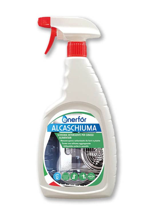 Schiuma detergente per grassi alimentari - Alcaschiuma - Cartone da 9 pezzi