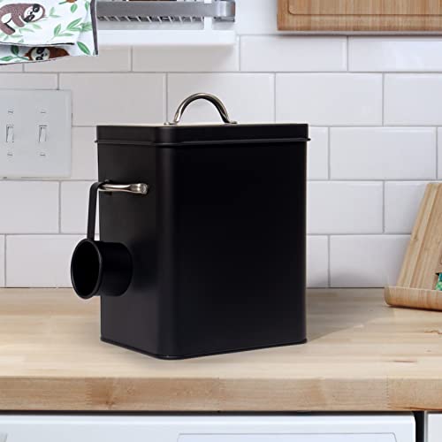 Theo&Cleo Waschmittel Aufbewahrung 6.5L, Metall Waschpulver Box, Aufbewahrungsbox für Hundefutter, Katzenfutter, Kaffeebohnen (Kohle)