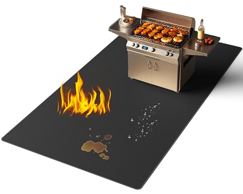Lancryen Thickened 31 x 48 inch Under Grill Mat for Outdoor and Indoor, Double-Sided Fireproof Grill...