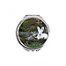 White Rabbits Science Nature Scenery Hand Compact Mirror Round Portable Pocket Glass